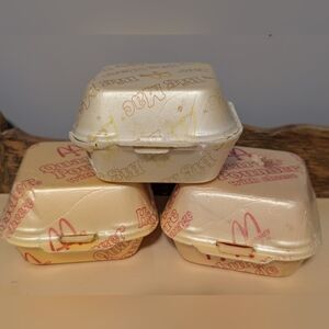Vintage 1980's McDonald's Styrofoam Clamshell Cont - Big Mac, Quarter Pounder